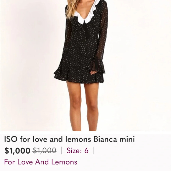 For Love And Lemons Bianca Polka Dot Mini Dress Size Medium - Picture 11 of 13